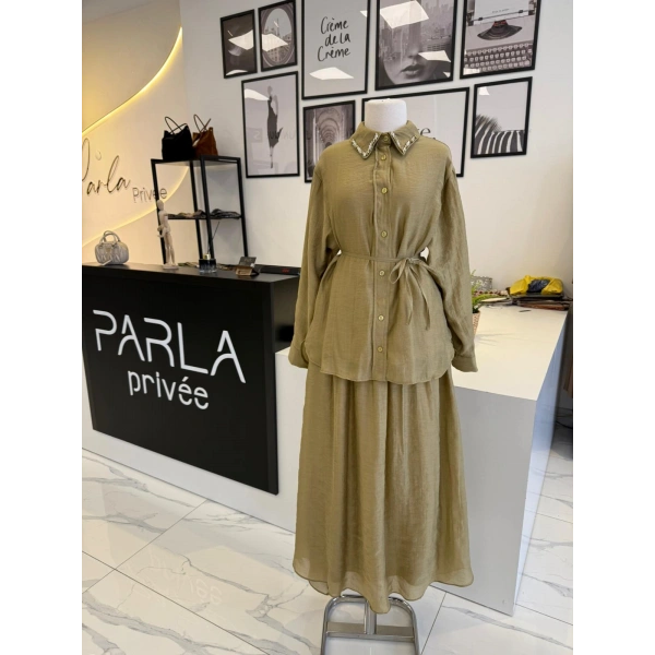 PARLA ŞİFON ETEKLİ TAKIM