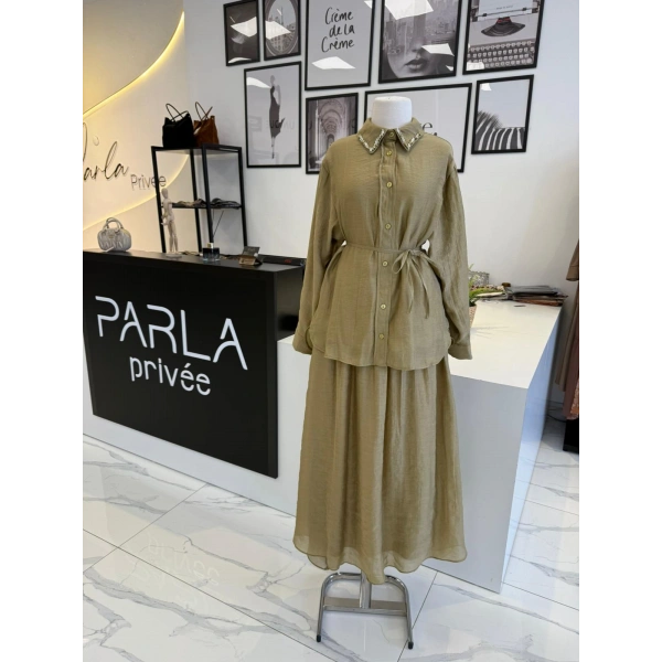 PARLA ŞİFON ETEKLİ TAKIM