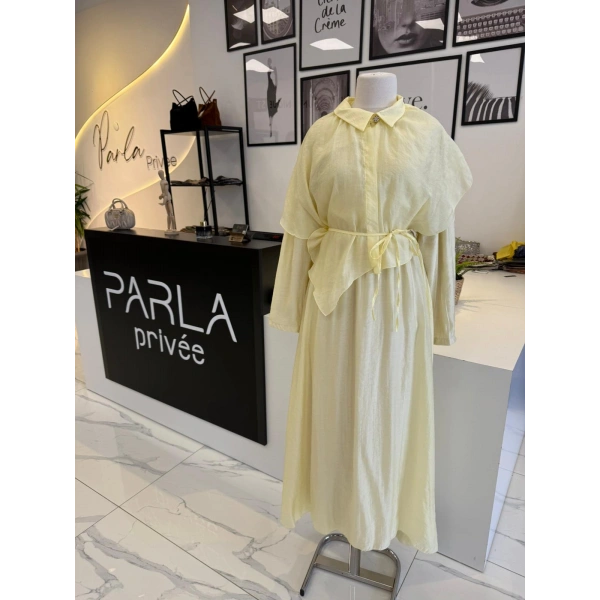Parla Beli Lastikli Şal Detaylı Takım