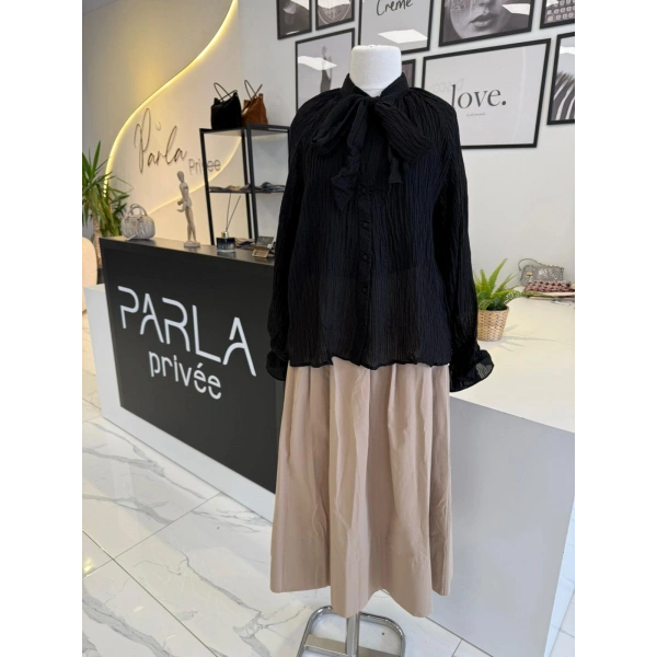 PARLA SİYAH GÖMLEK