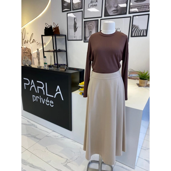 Sentez Roize Yanı Fermuarlı Etek