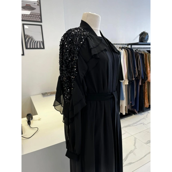 Nurcan Çetin Pul ve Fırfır Detaylı Abaya