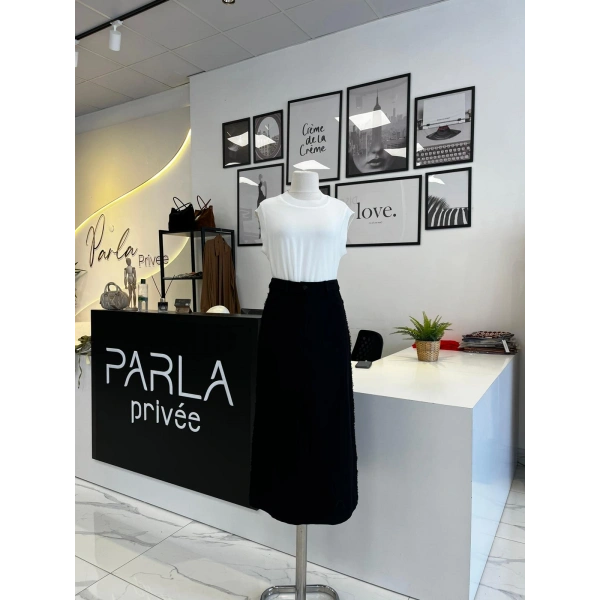 Sentez Yanları Püsküllü Kanvas Etek
