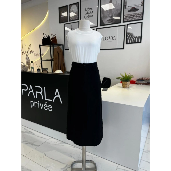 Sentez Yanları Püsküllü Kanvas Etek