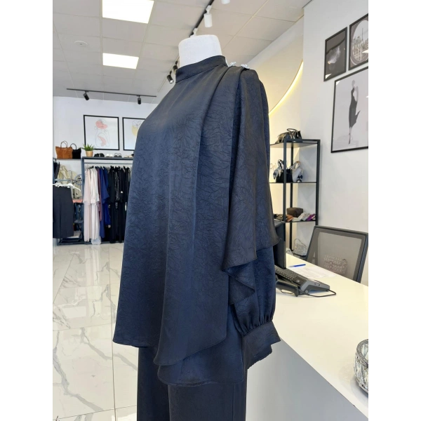 Otto Desigen Omuzdan Düğmeli Pantolonlu Tunik Takım