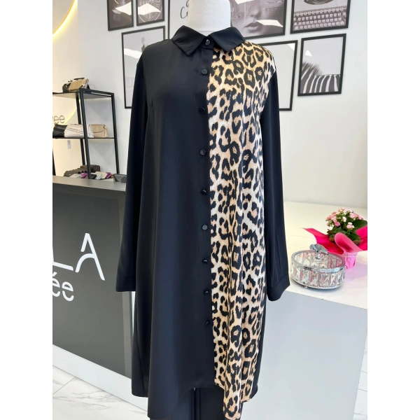 Büyük Beden Leopar Desenli Tunik