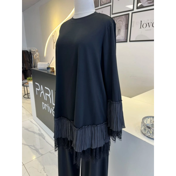 Nurcan Çetin Dantel Detaylı Pantolon Takım