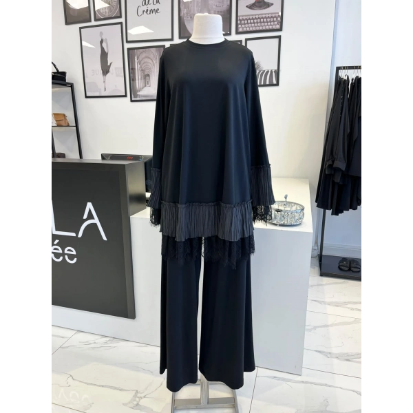 Nurcan Çetin Dantel Detaylı Pantolon Takım