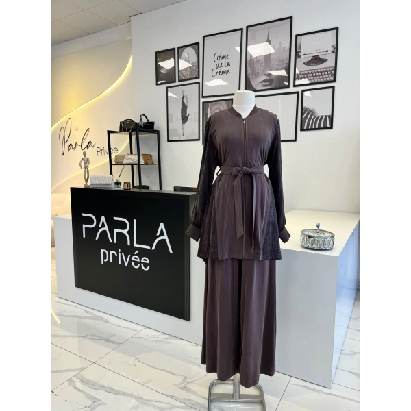 Nurcan Çetin Fermuarlı Kuşaklı Pantolon Takım