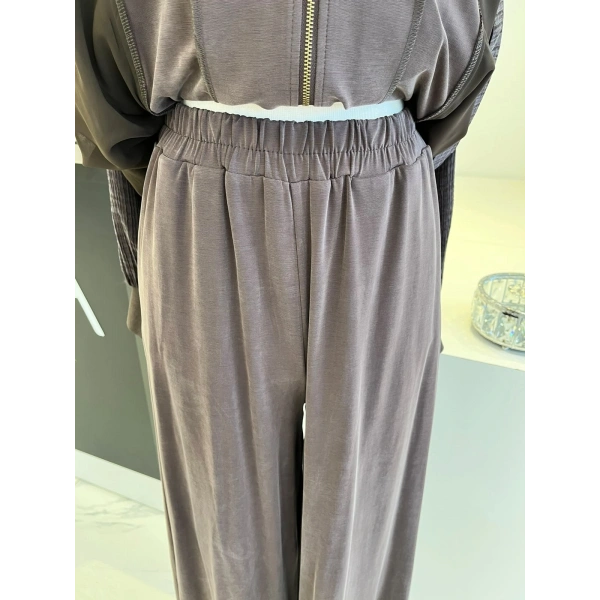 Nurcan Çetin Fermuarlı Kuşaklı Pantolon Takım