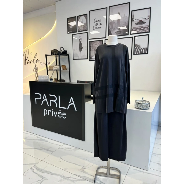 Nurcan Çetin Şerit ve Fermuar Detaylı Pantolon Takım
