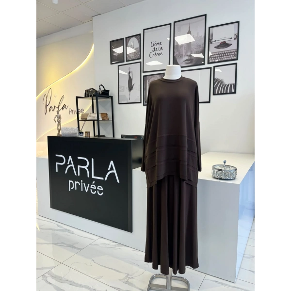 Nurcan Çetin Nervürlü Kahve Pantolon Takım
