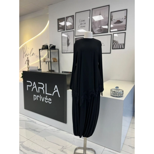 Nurcan Çetin Dantel Detaylı Şalvar Pantolon Takım
