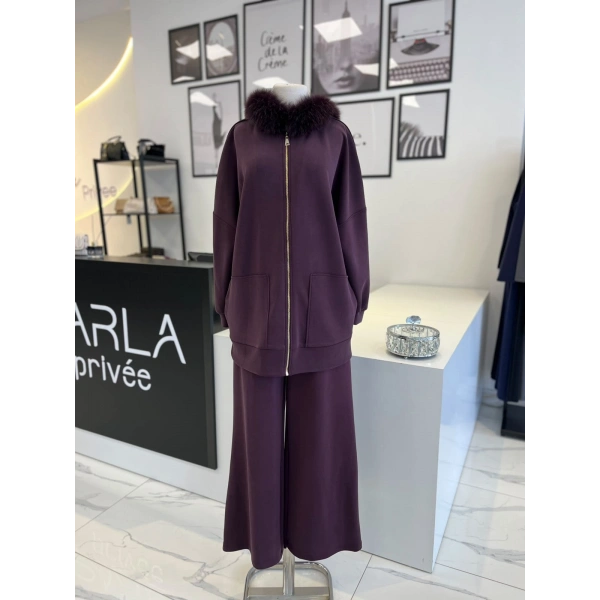 Nuss Tüy Detaylı Kapşonlu Eşofman Takım