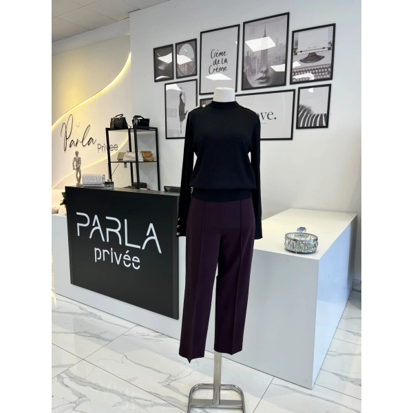 Sentez Önü Nervürlü Dar Paça Pantolon