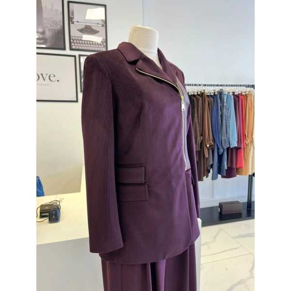 Wennora Bordo Ceket & Pantolon Takım