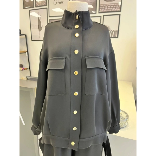 Nuss Gold Detaylı Cepli Pantolon Takım