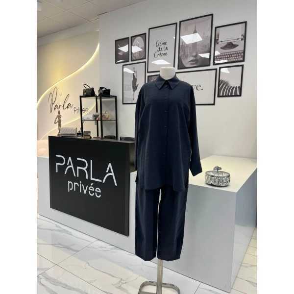 Nuss Kendinden Çizgili Gömlek & Pantolon Takım
