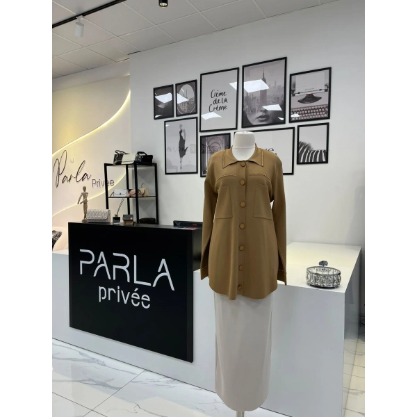 Tığ Triko Polo Yaka Taşlı Rayon Hırka