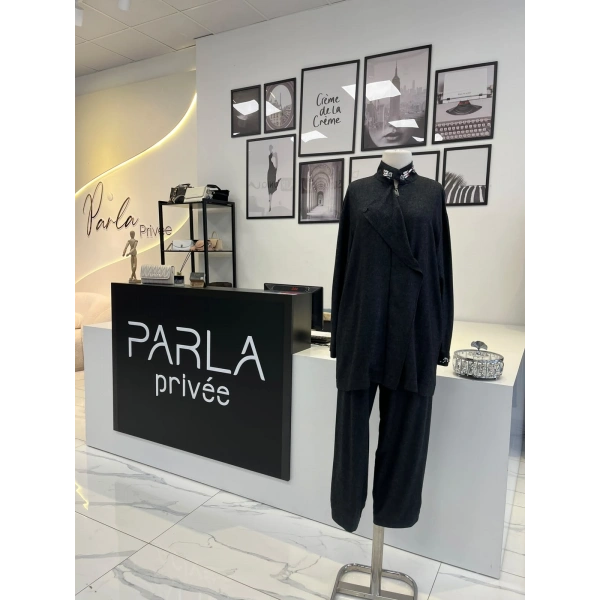 Wennora Yakası Taşlı Pantolon Takım
