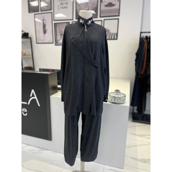Wennora Yakası Taşlı Pantolon Takım