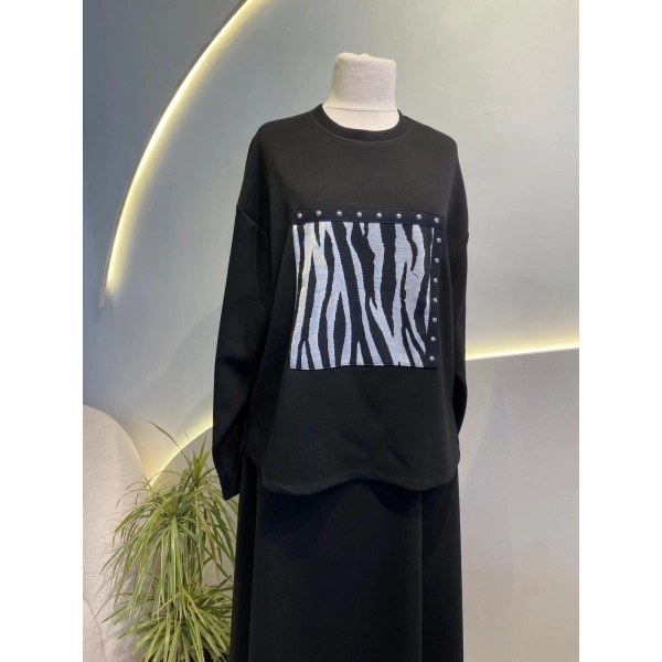 ahi leopar desenli etek takım