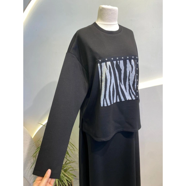 ahi leopar desenli etek takım