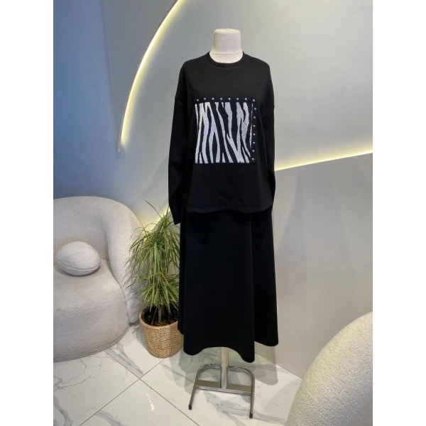 ahi leopar desenli etek takım