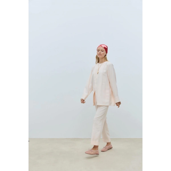 Bood asimetrik  Dökümlü Bluz