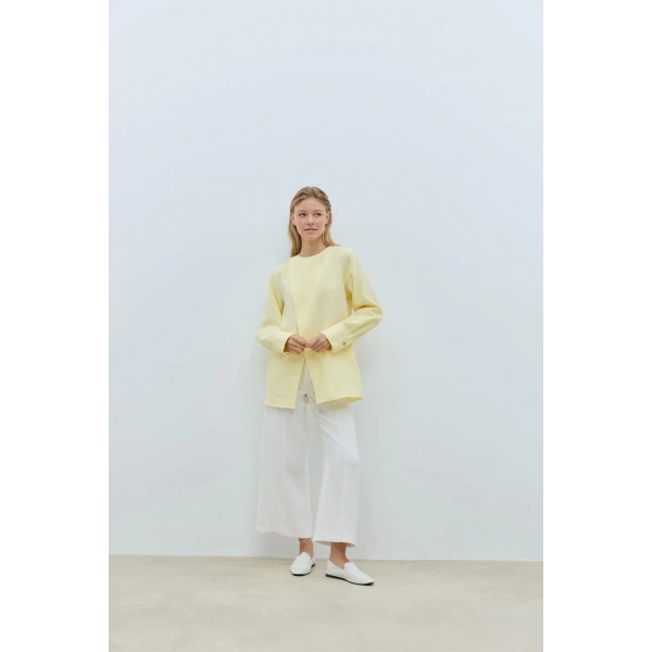 Bood asimetrik  Dökümlü Bluz