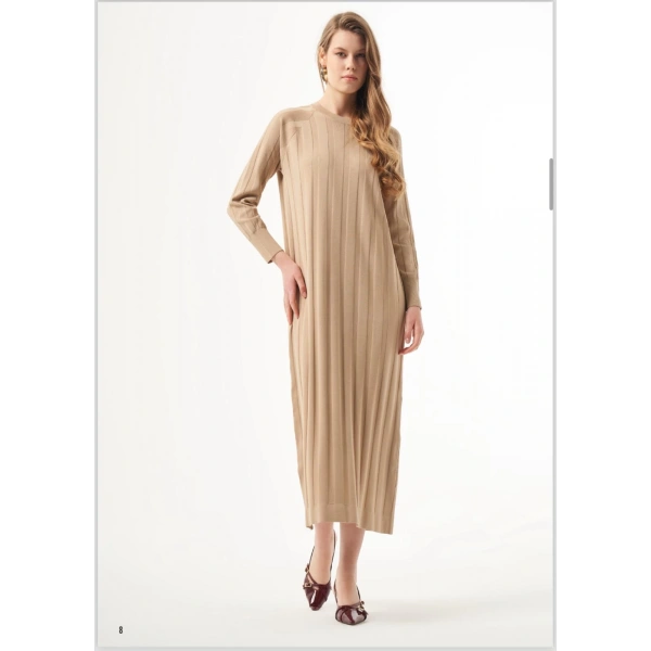 ÇİZGİ DOKULU NUSS ELBİSE