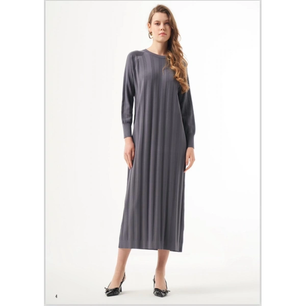 ÇİZGİ DOKULU NUSS ELBİSE