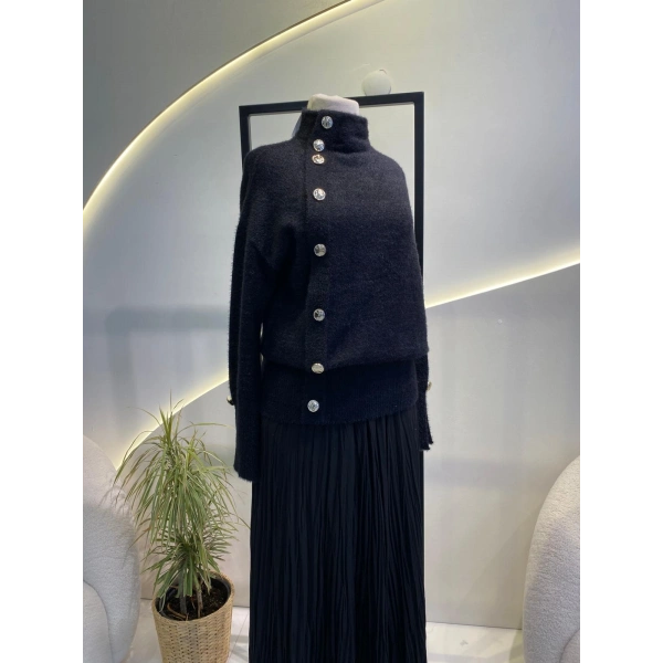 düğmeli angora kazak