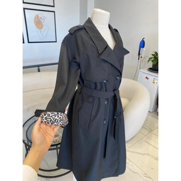 DULE BÜYÜK BEDEN LEOPAR ASTARLI TRENÇ