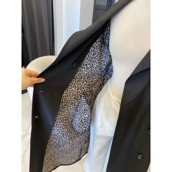 DULE BÜYÜK BEDEN LEOPAR ASTARLI TRENÇ