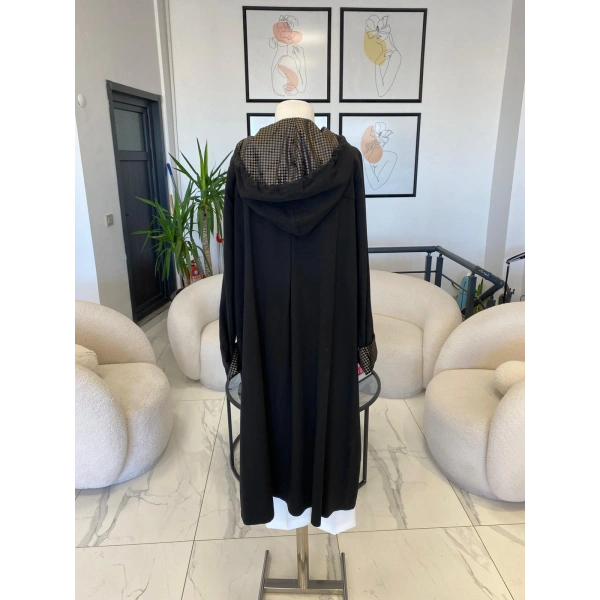 DULE BÜYÜK BEDEN SİYAH KAPŞONLU KAP