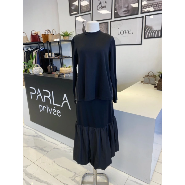 NURCAN ÇETİN BALON ETEKLİ TAKIM SİYAH