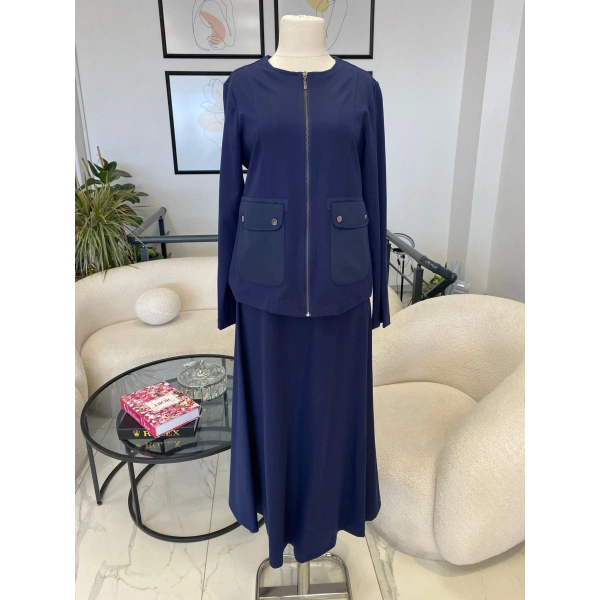 NURCAN ÇETİN CEKET TAKIM LACİVERT