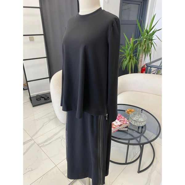 NURCAN ÇETİN FERMUAR DETAYLI ETEKLİ TAKIM