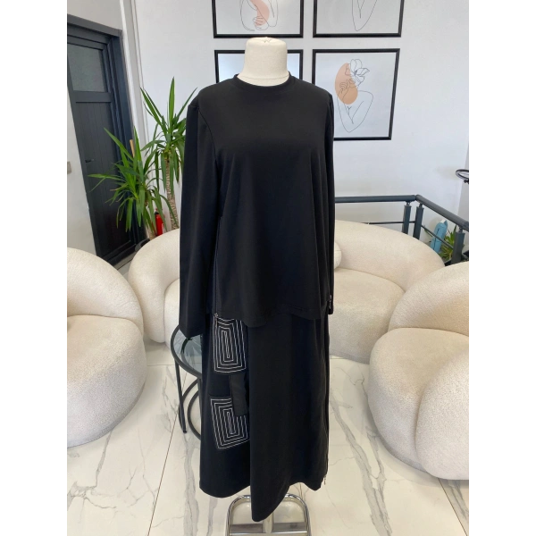 NURCAN ÇETİN FERMUAR DETAYLI ETEKLİ TAKIM