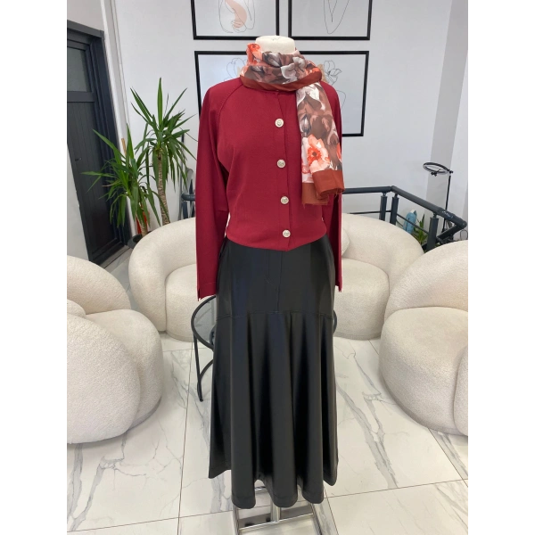 NURCAN ÇETİN SİYAH DERİ ETEK