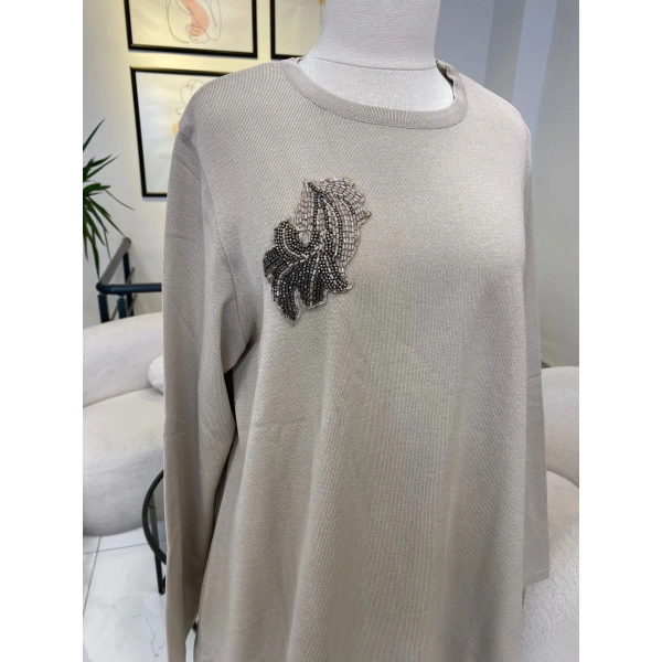 NURCAN ÇETİN TAŞ RENGİ TRİKO TAKIM