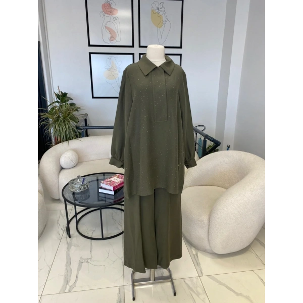 Nuss Taşlı Pantolon Takım