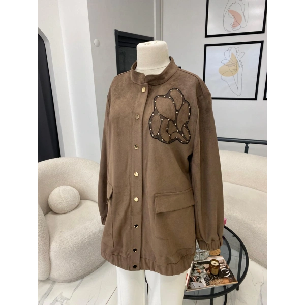 NUSS ÇİÇEK DETAYLI SÜET KAP