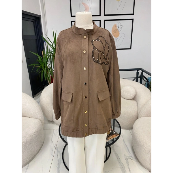 NUSS ÇİÇEK DETAYLI SÜET KAP