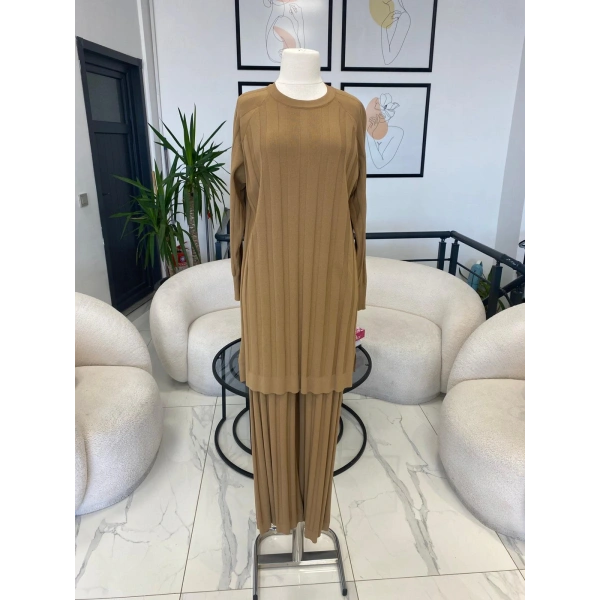 NUSS ÇİZGİ DOKULU PANTOLON TUNİK TAKIM