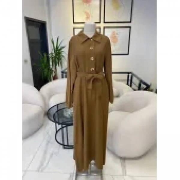 Nuss düğme detaylı elbise