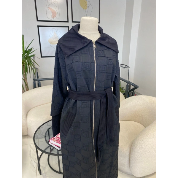 NUSS JAKARLI UZUN PARDESÜ LACİVERT