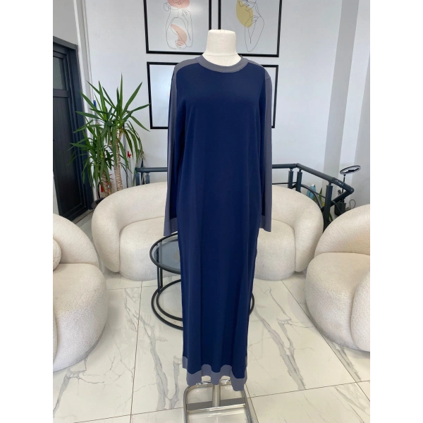 nuss omzu çizgili elbise