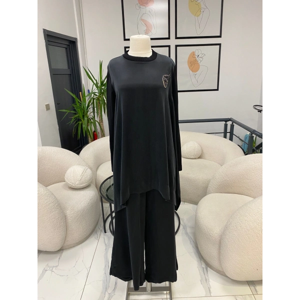 NUSS TRİKO KOL DETAYLI İKİLİ TAKIM